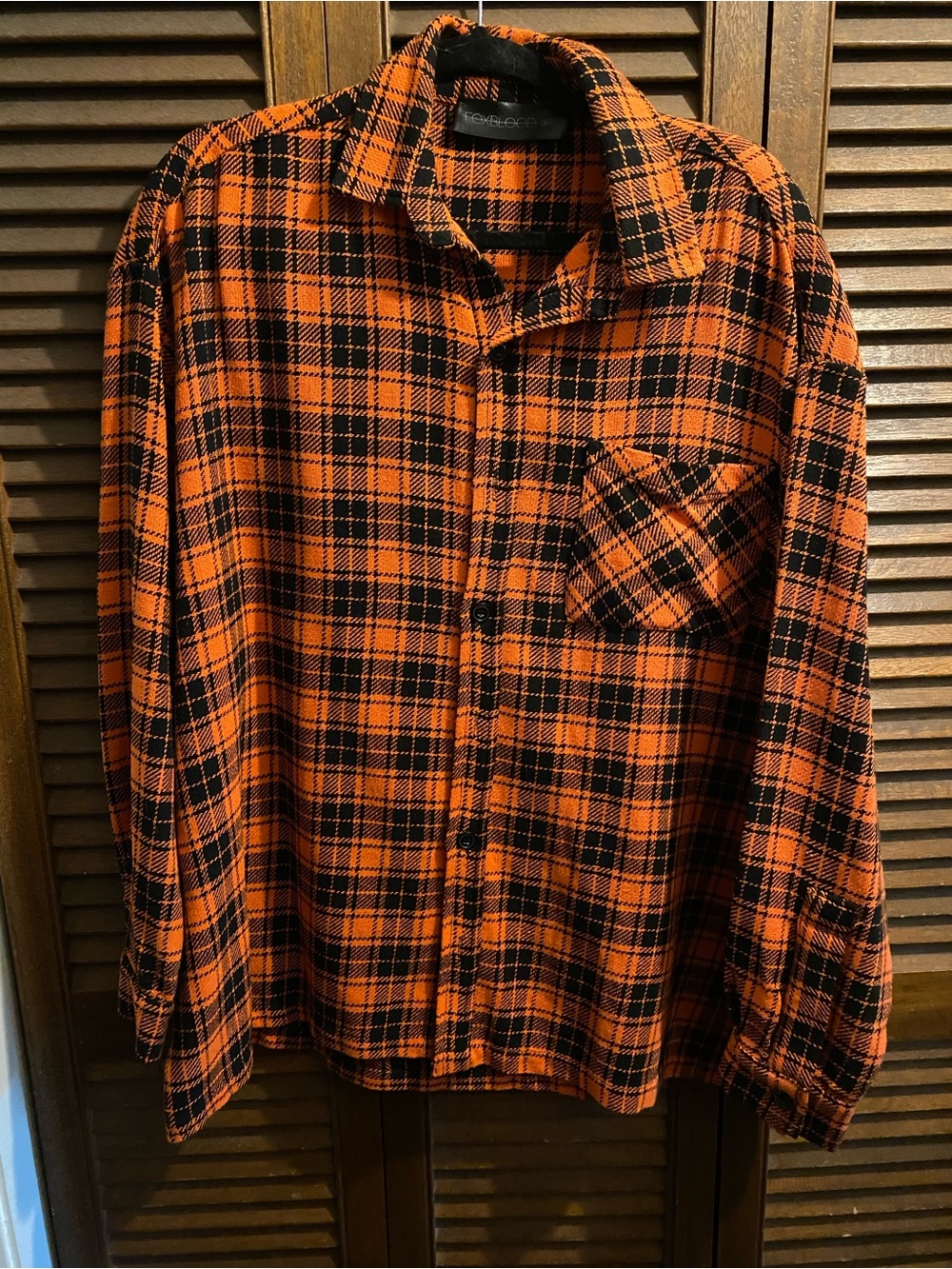 Foxblood Plaid Button-Down Shirt in Orange and Black M/L EUC